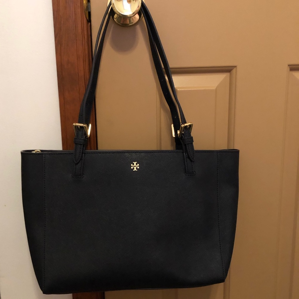 Navy Tory Burch Classic Triple Compartment Tote